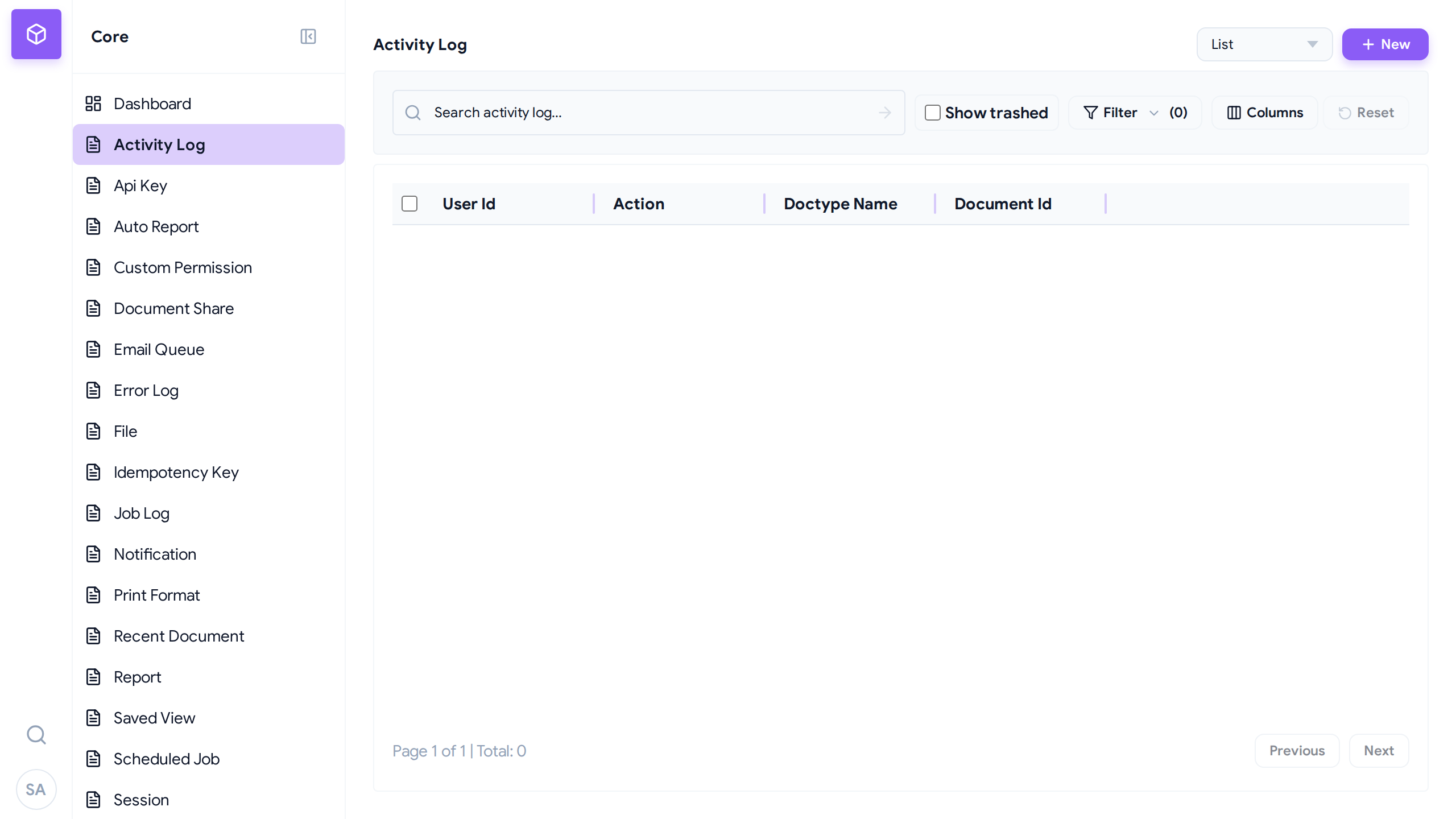 Activity Log Audit Trail