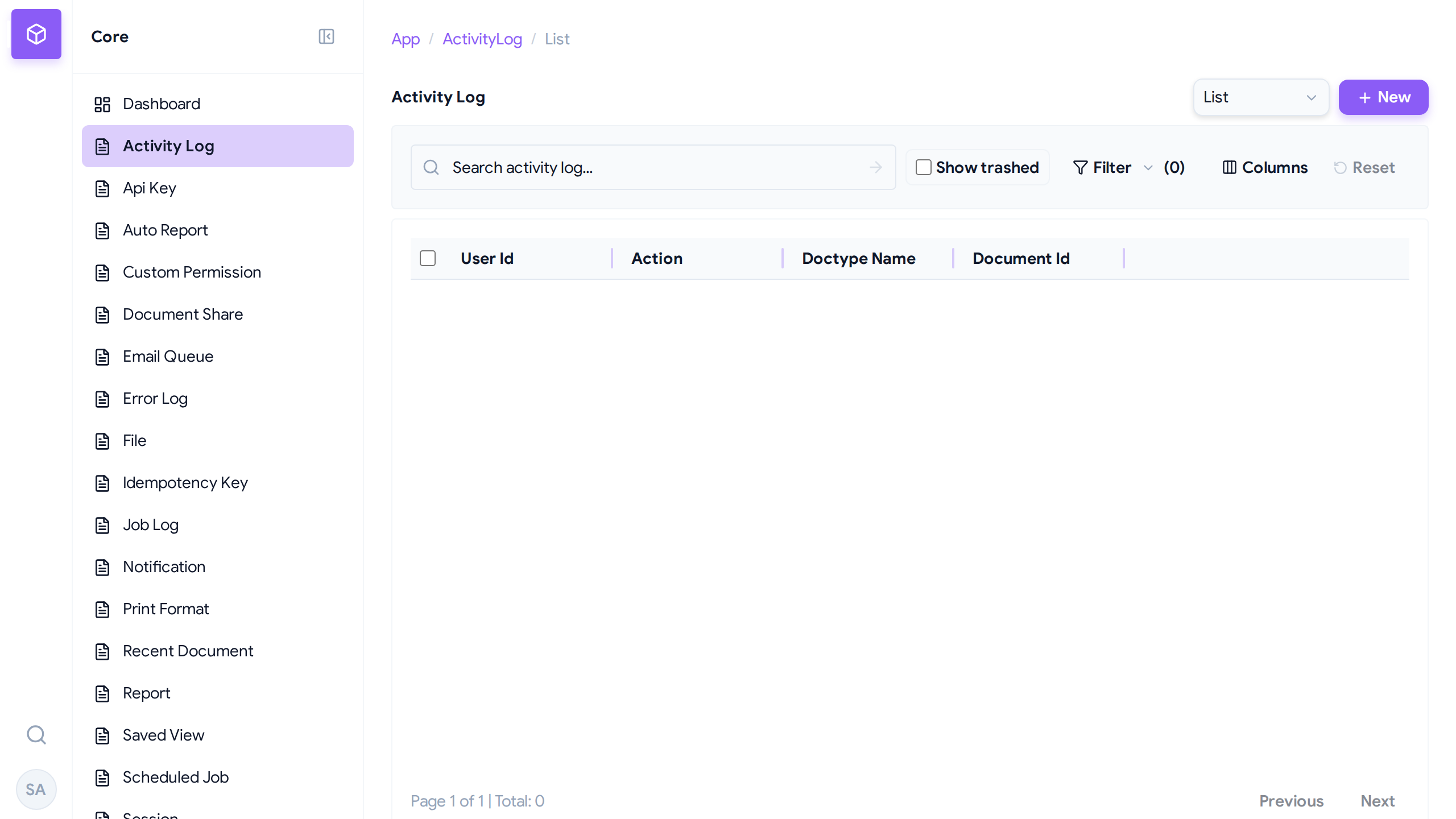 Activity Log Audit Trail