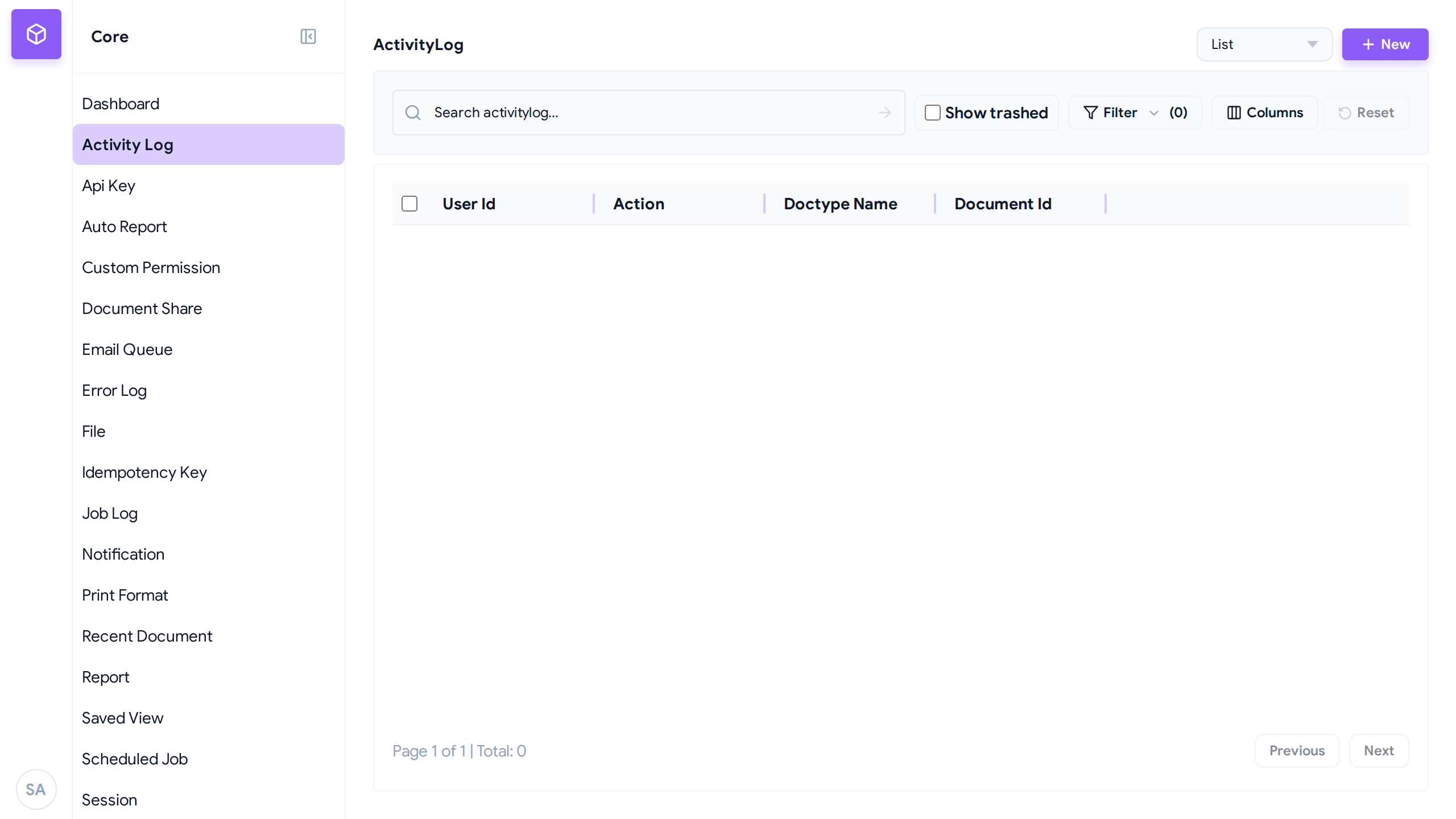 Activity Log Audit Trail