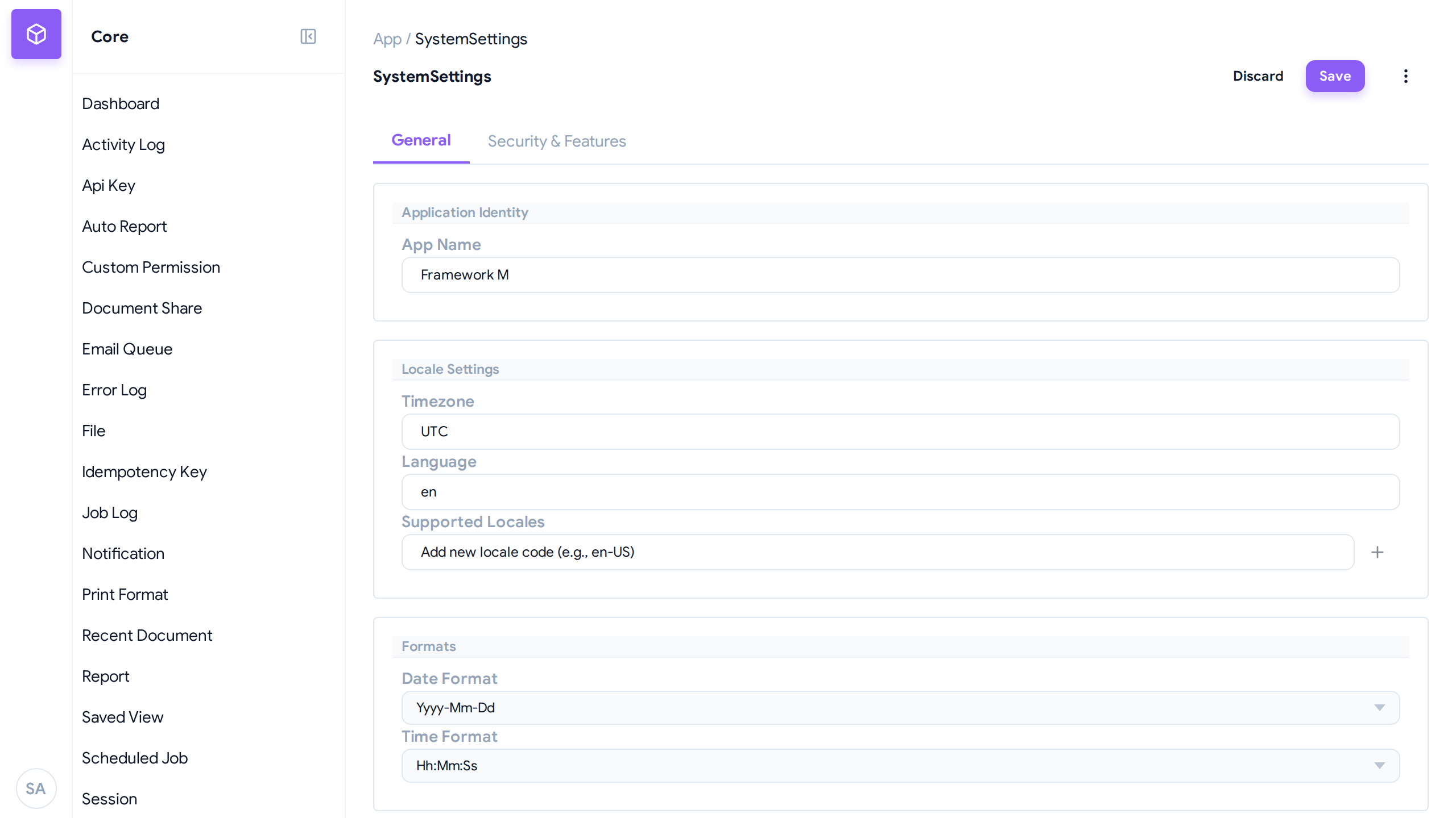 System Settings Form
